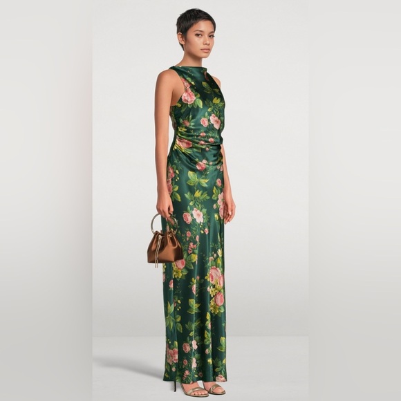 NEW Reformation Anaiis Silk Backless Long Dress Belvedere Green Floral US 2 UK 6 - Picture 15 of 15
